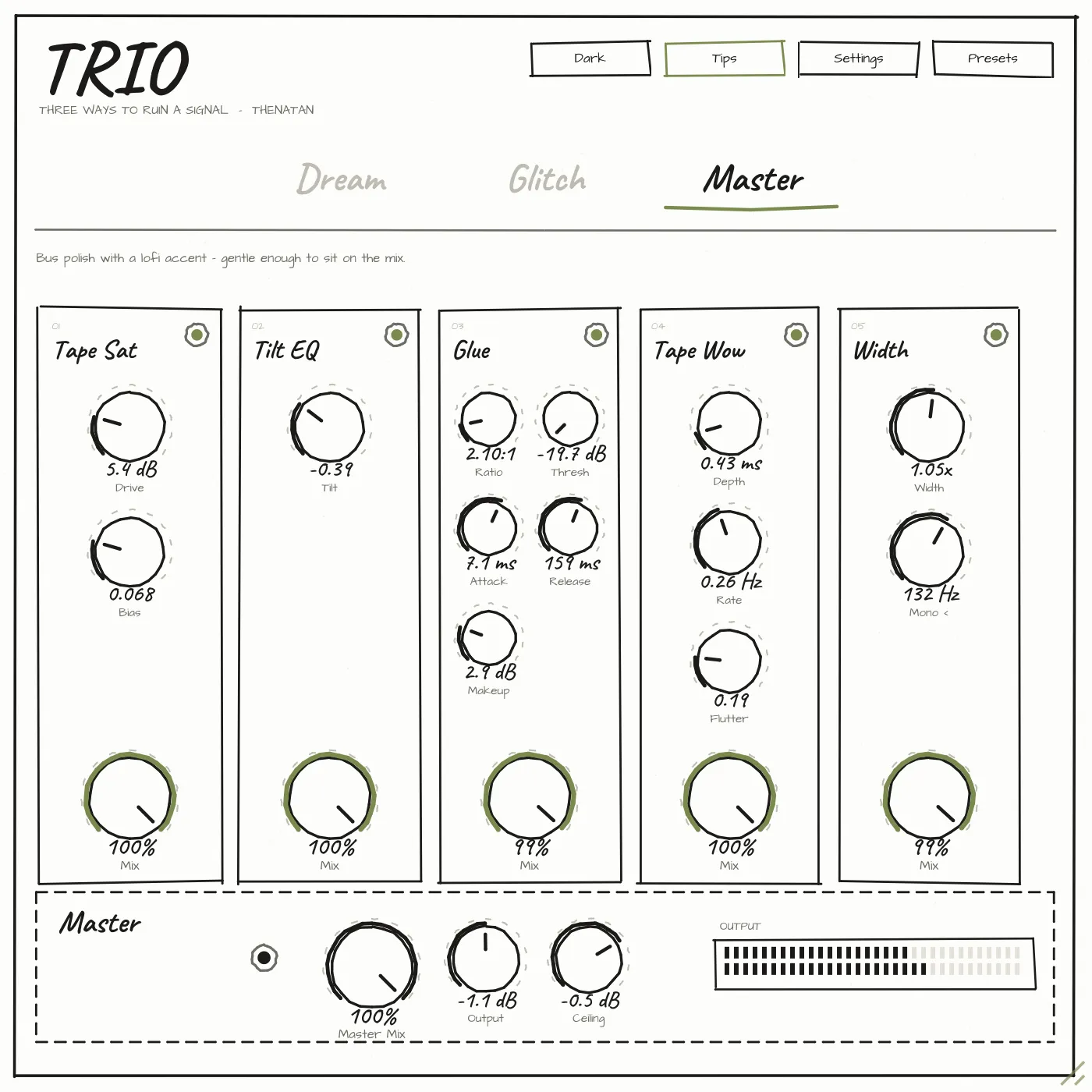 Thenatan「TRIO」15種類のLo-Fiエフェクトを1つに搭載し、テープサウンドやビニールノイズ、グリッチ演出からマスタリングまで対応できるマルチエフェクトプラグイン｜DTMプラグインセール