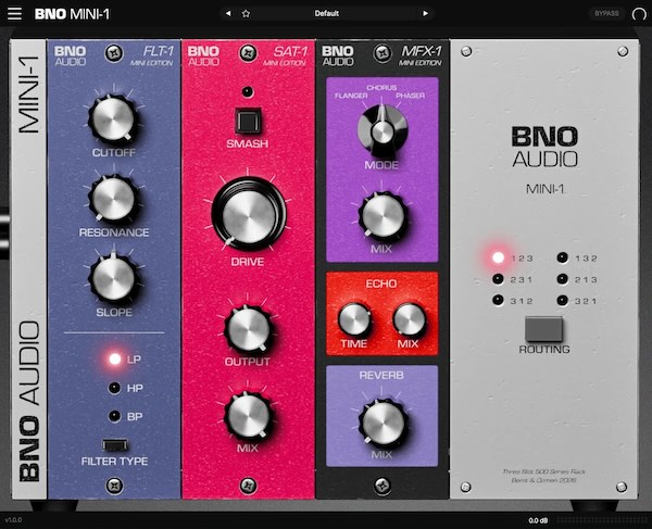BNO Audio「BNO MINI-1」フィルター・サチュレーション・モジュレーションを1つに搭載した無料マルチエフェクトプラグイン｜DTMプラグインセール