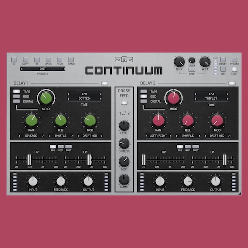 United Plugins「Continuum」2基のディレイエンジンと3種類のヴィンテージサウンドを搭載し、ディレイからリバーブのような空間演出まで自在に作り込める高機能ディレイプラグイン｜DTMプラグインセール