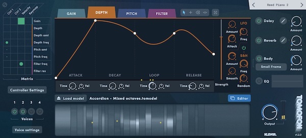Klevgrand「Tomofon」オーディオを大量の発振波形へ変換する独自Audio Model技術とシームレスなモーフィングで、現実と非現実を行き来する音色を生み出す次世代シンセ｜DTMプラグインセール