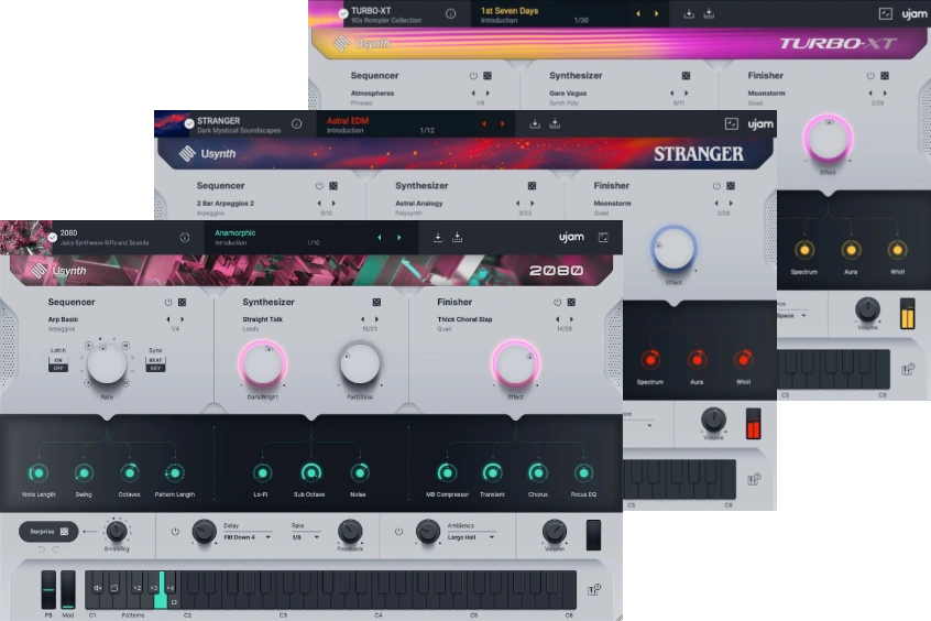 「UJAM 80s Synths Bundle」80年代・90年代を代表するレトロシンセサウンドを手軽に再現できる3種類のUsynthを収録したオールインワン音源バンドル｜DTMプラグインセール