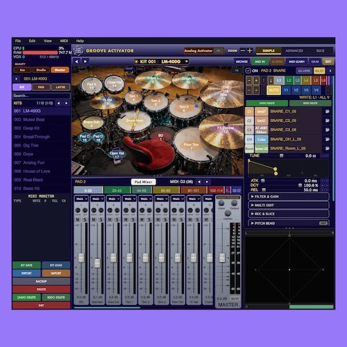 AJITO SOUNDS「Groove Activator」屋敷豪太が自ら叩いたドラムをプラグイン化！京都のプライベートスタジオでヴィンテージ機材を通して収録した生ドラムとAnalog Activator、Slice Activatorを融合した次世代ドラム音源｜DTMプラグインセール