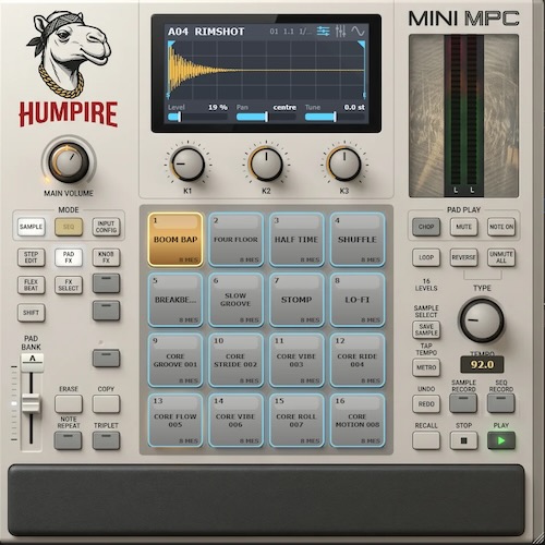DJBILBOX BEATS「MINI MPC HUMPIRE — Free Beat Machine & Drum Sampler (64 Pads)」64パッドと13種類のリズムスタイル、1,000種類以上のグルーブを搭載した無料ビートマシン・ドラムサンプラー｜DTMプラグインセール