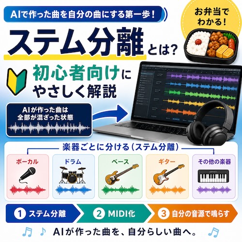 AIで作った曲を自分の曲にする第一歩！ステム分離とは？初心者向けにやさしく解説