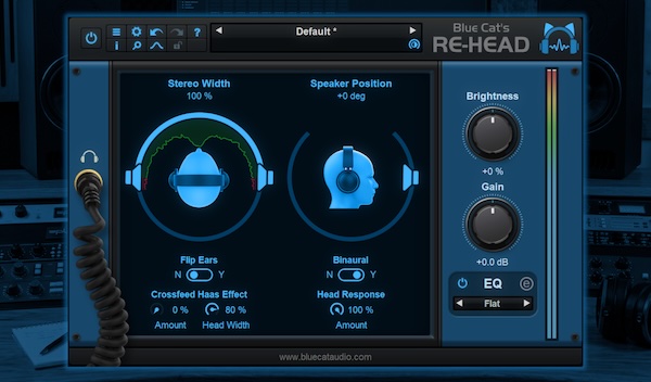 Blue Cat Audio「Blue Cat's Re-Head」ヘッドホンでもスピーカーに近い自然なモニタリング環境を実現できるヘッドレスポンス対応プラグイン|DTMプラグインセール