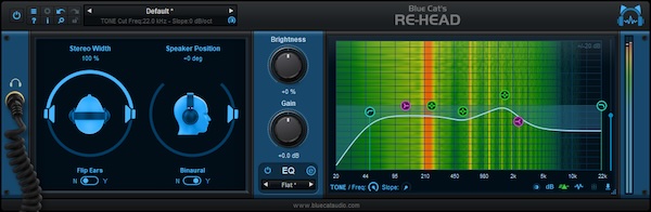 Blue Cat Audio「Blue Cat's Re-Head」ヘッドホンでもスピーカーに近い自然なモニタリング環境を実現できるヘッドレスポンス対応プラグイン|DTMプラグインセール