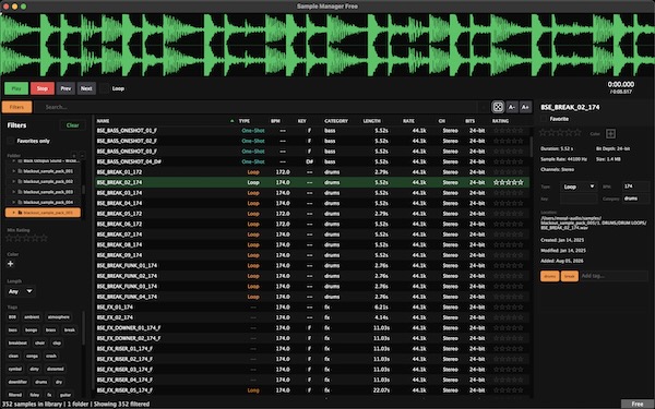MOSYL AUDIO「Sample Manager Free」サンプルライブラリの整理・検索からBPM・キー解析、タグ管理まで対応する無料管理ソフト｜DTMプラグインセール