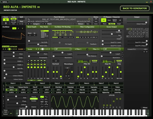 Red Alfa「INFINITE」プロンプトから無限のシンセサウンドを生成し、フルエディターで細かく音作りできるソフトウェアシンセサイザー|DTMプラグインセール