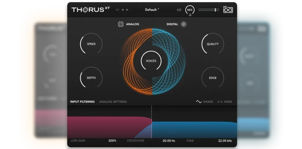 UVI「Thorus XT」クリーンで精密なデジタルエンジンとBBD回路をモデリングした温かく個性的なアナログエンジンを統合した8ボイス・コーラス｜DTMプラグインセール