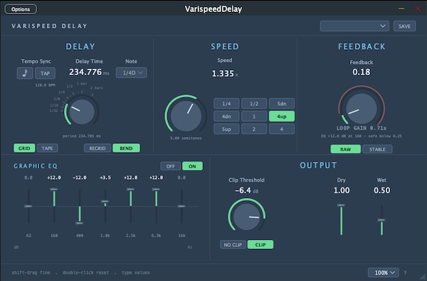 Valentine Silvansky「VarispeedDelay」テープスピードを変えるようにピッチとディレイタイムが同時に変化する、個性的なサウンドを作れるディレイプラグイン｜DTMプラグインセール