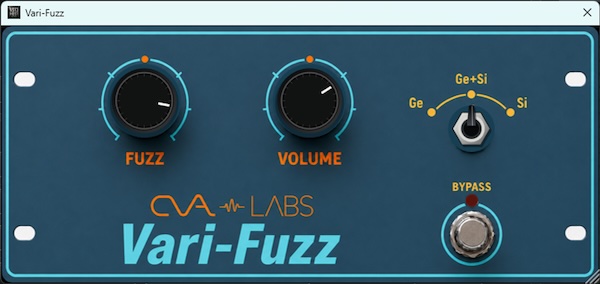 CVA Labs「Vari-Fuzz」クラシックなアナログファズのサチュレーションやコンプレッションを再現し、3種類のトランジスタモードで音作りできるVST3プラグイン|DTMプラグインセール