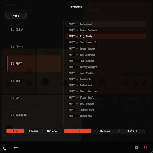 Thenatan「8008 - 808 Sub Bass Shaper」808・サブベース専用設計で低域を思い通りにコントロールできる、7種類のプロセッサーを搭載したオールインワンプラグイン｜DTMプラグインセール