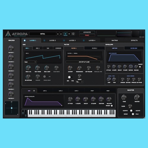 SoundRave「ATROPA」4レイヤー構成・デュアルフィルター・モジュール式エフェクトチェーンを搭載した無料VAシンセ｜DTMプラグインセール