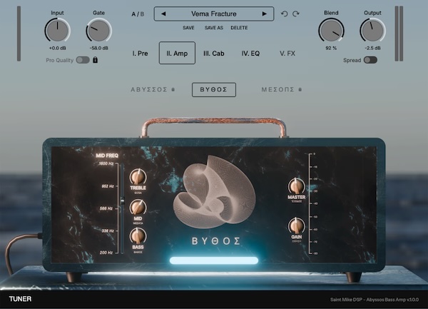 Saint Mike DSP「Abyssos Bass Amp」ベースのDIサウンドを本格的なアンプサウンドへ仕上げられるオールインワンアンプシミュレーター|DTMプラグインセール