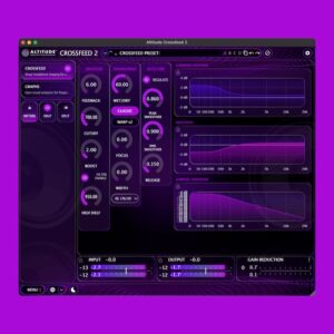 Altitude Audio「Crossfeed 2」ヘッドホン特有の定位を自然に補正し、FFT・スペクトログラム・ラウドネスメーターで音を見ながら調整できるクロスフィードプラグイン｜DTMプラグインセール
