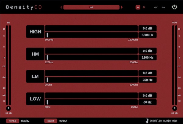 Shadaloo Audio DSP「DENSITY EQ - Presence & Weight Shaper」低域の迫力を保ちながら高域をクリアに仕上げられる4バンドEQプラグイン｜DTMプラグインセール