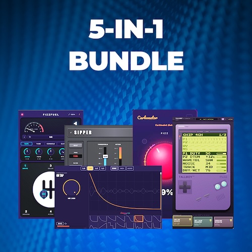 Carbonated Audio「5-in-1 Bundle」サチュレーション・ディエッサー・サイドチェイン・マルチエフェクト・チップチューンサウンドまで、5種類のエフェクトで幅広い音作りに対応するプラグインバンドル｜DTMプラグインセール