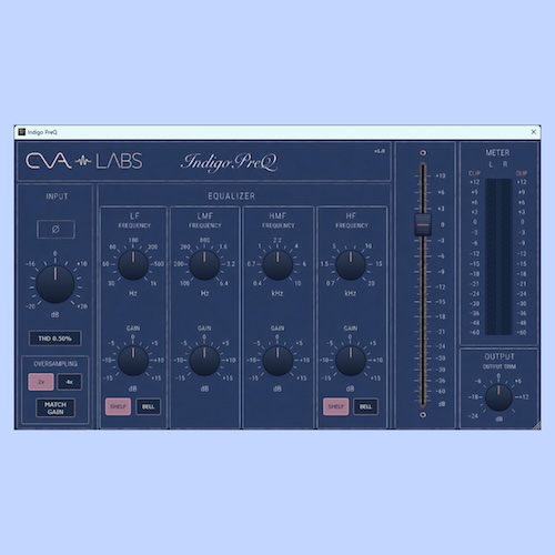 CVA Labs「Indigo PreQ」4000 Eシリーズコンソールをモチーフにしたプリアンプ＆4バンドEQ搭載のVST3チャンネルストリップ｜DTMプラグインセール