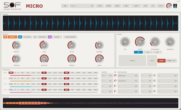 Sound Overflow「MICRO」過去16秒間の音をリアルタイムで再構築し、グリッチ・スタッター・逆再生・ディストーションを自由に組み合わせられるグラニュラーエフェクト|DTMプラグインセール