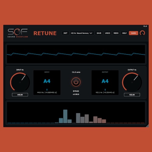 Sound Overflow「RETUNE」440Hzから432Hzをはじめとする基準チューニングへ自然に変換できる高精度オーディオプラグイン｜DTMプラグインセール