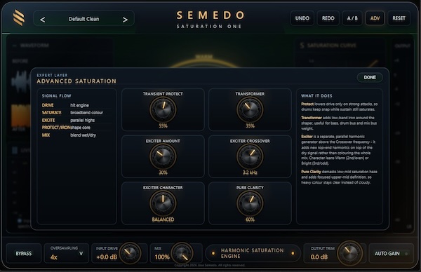 Semedo Audio「Semedo Saturation One」自然な倍音で温かみ・厚み・明瞭感を加えられるハーモニックサチュレーション|DTMプラグインセール
