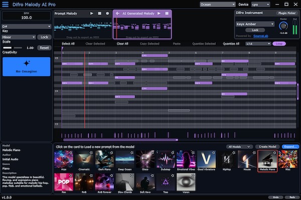 Initial Audio「Difro Melody AI(Free)」AIがメロディのアイデアを自動生成し、MIDIや演奏データから新しいフレーズを作れる無料ソフト|DTMプラグインセール