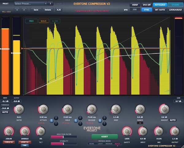 Evertone「EVERTONE COMPRESSOR V2」トランジェントを残しながら自然にダイナミクスを整える!物理ベースの独自エンベロープ追従とHiDEF+X8処理でミックスからマスタリングまで対応する第2世代コンプレッサー|DTMプラグインセール