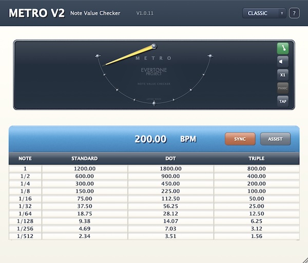 Evertone「METRO V2 PLUGIN」コンプレッサーのAttackやReleaseを感覚だけで決めず、楽曲のBPMと音符の長さからベスト値候補を導き出す!ダイナミクス処理を楽曲のリズムへ合わせる推奨設定算出機能付き音価計算機&音価視認メーター|DTMプラグインセール