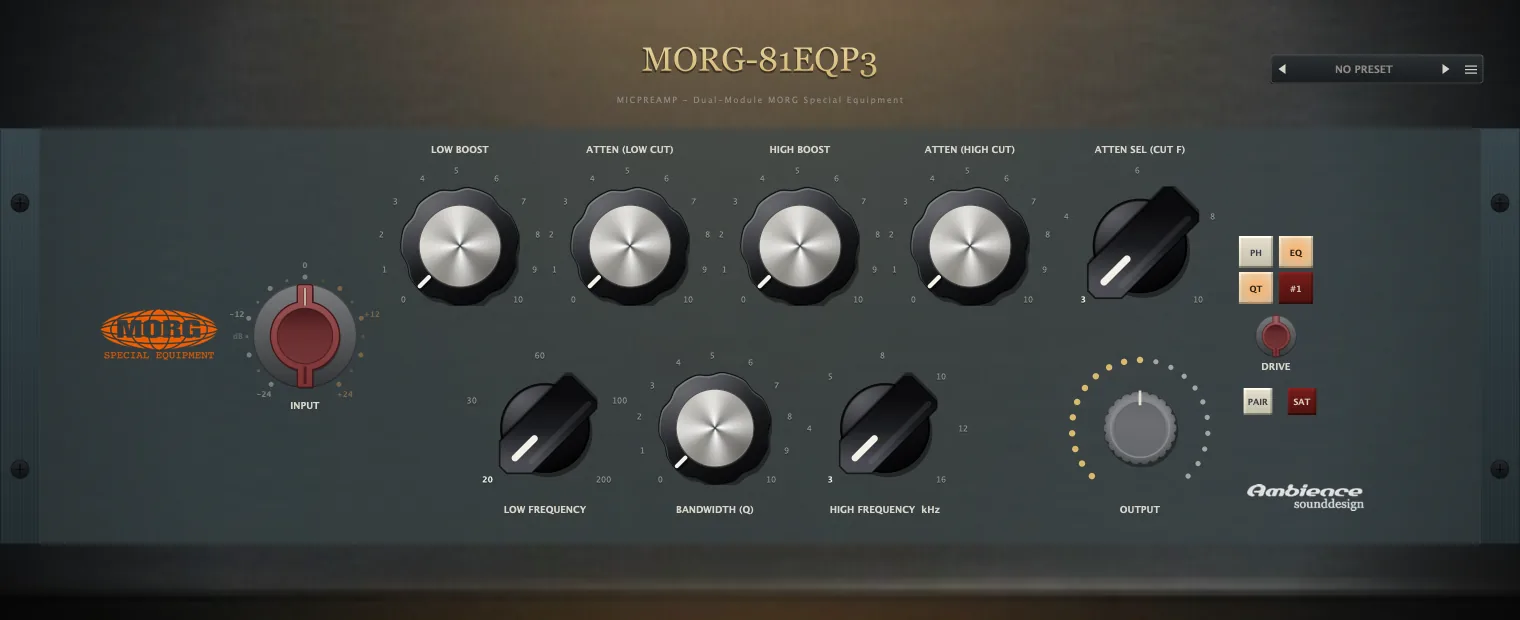 Evertone「MORG-81EQP3」低域のBoostとCutを同じ周波数へ同時にかけることで生まれる、単純なEQでは作りにくいローエンド!パッシブEQならではの同時Boost/Cutアプローチを採用したPreamp EQプラグイン|DTMプラグインセール