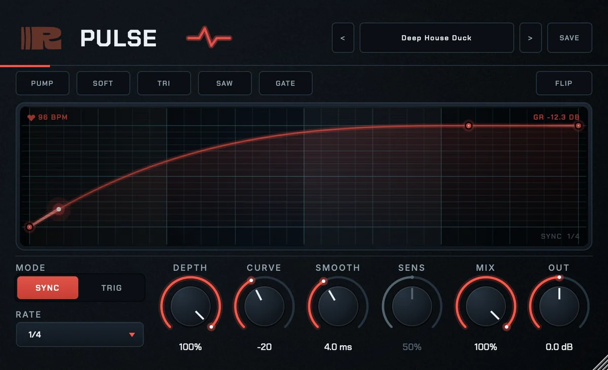 RIPPLES「Pulse」コンプレッサー不要でサイドチェインダッキングやリズミカルなゲートエフェクトを簡単に作れるプラグイン｜DTMプラグインセール