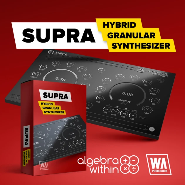W. A. Production「Supra」アナログの揺らぎ、FMの倍音、グラニュラーの崩壊、ピッチシフト・ディレイの残響を融合！6つのDSPモジュールで音を段階的に変貌させるモノフォニックシンセ｜DTMプラグインセール