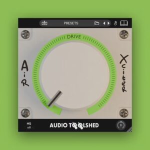 Audiotoolshed「AirXciter」ワンノブを回すだけでボーカルやギター、シンバルに自然な空気感と輝きを加えられるシンプル操作のエキサイタープラグイン｜DTMプラグインセール