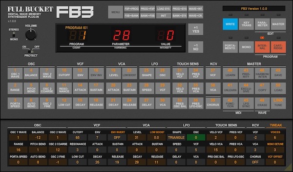 Full Bucket Music「FB3」Kawai K3/K3mを再現した軽量ソフトシンセで、オリジナル音色やユーザーウェーブにも対応｜DTMプラグインセール