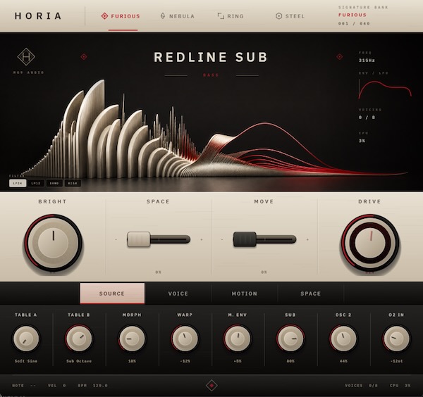 MG9 Audio「Horia」4つの個性的なサウンドワールドと140種類のプリセットを搭載したウェーブテーブルシンセ|DTMプラグインセール