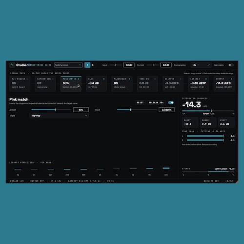 StudioZIO「Mastering Suite」EQ・コンプレッサー・リミッターなど6つのモジュールを1つにまとめたオールインワンマスタリングプラグイン｜DTMプラグインセール
