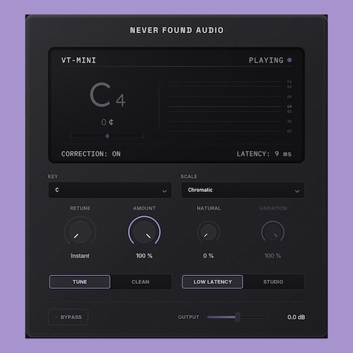 NEVER FOUND「VT-Mini」ピッチ補正・EQ・ディエッサーを搭載し、レコーディングからミックスまで活用できるボーカルプラグイン｜DTMプラグインセール
