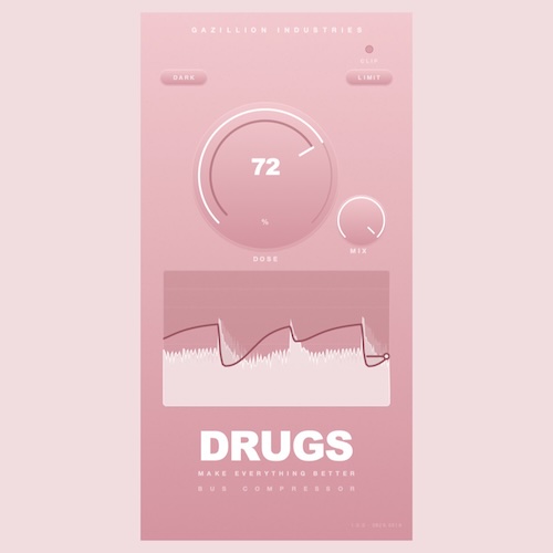 Gazillion Industries「DRUGS」ドラムに厚み・密度感・存在感を加えられるシンプル操作のコンプレッサー｜DTMプラグインセール