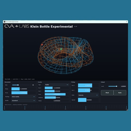 CVA Labs「Klein Bottle Experimental」クラインの壺やメビウスの帯を音響共鳴体として利用できる、実験的な物理モデリングシンセサイザー｜DTMプラグインセール