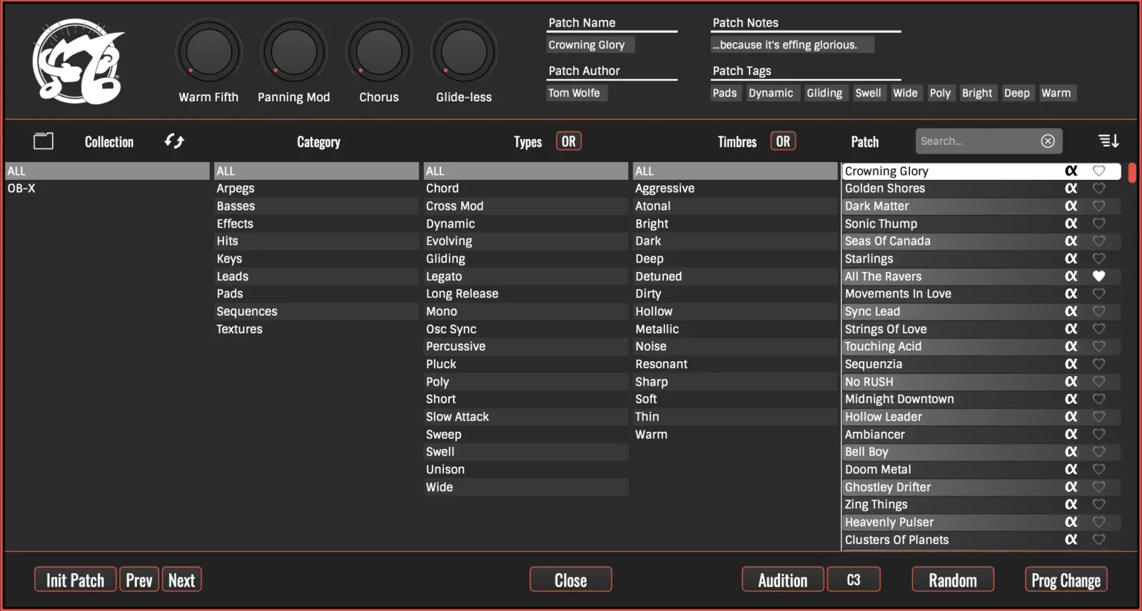 GForce「Oberheim OB-X」80年代を象徴する名機のトーンとキャラクターを継承し、X-ModifierやMacros、Arpeggiator、Chord Modeを追加した公式エンドース・ソフトシンセ｜DTMプラグインセール