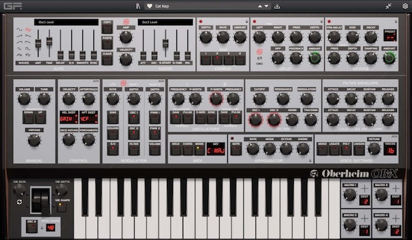 GForce「Oberheim OB-X」80年代を象徴する名機のトーンとキャラクターを継承し、X-ModifierやMacros、Arpeggiator、Chord Modeを追加した公式エンドース・ソフトシンセ｜DTMプラグインセール