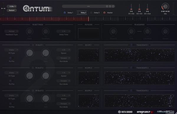 Vengeance Sound「Q4ntum」3つのディレイを重ね、各エンジンに最大3エフェクトを挿入!Master FX・Reverb・Limiterまで一体化し、レイヤー化されたディレイから複雑なSound Manglingまで作れる次世代マルチエフェクトプラグイン|DTMプラグインセール