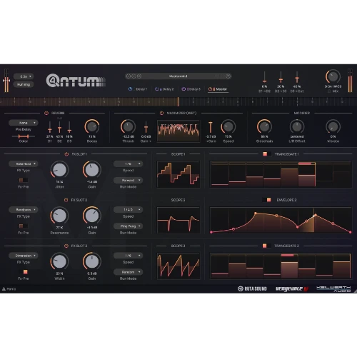 Vengeance Sound「Q4ntum」3つのディレイを重ね、各エンジンに最大3エフェクトを挿入！Master FX・Reverb・Limiterまで一体化し、レイヤー化されたディレイから複雑なSound Manglingまで作れる次世代マルチエフェクトプラグイン｜DTMプラグインセール