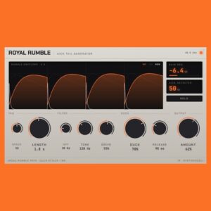 Karim Hisham「ROYAL RUMBLE」キックトラックに挿すだけで重厚なランブルを自動生成し、自動ダッキングでアタック感を保ちながら迫力ある低域を作れるプラグイン｜DTMプラグインセール