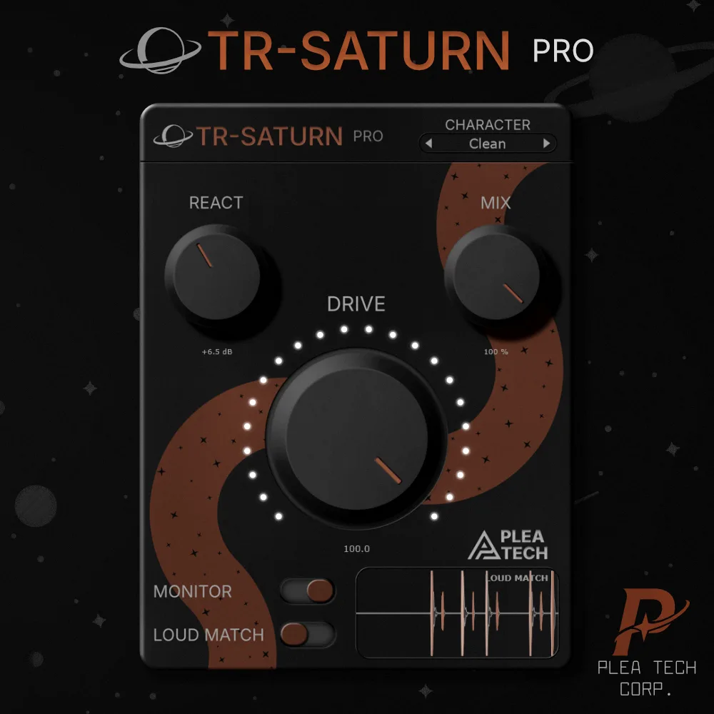 Pleatech Audio「TR-SATUR」ドラムのアタックだけにサチュレーションを加え、パンチを維持したまま太さ・存在感・抜けを向上できるトランジェント特化型VST3プラグイン｜DTMプラグインセール