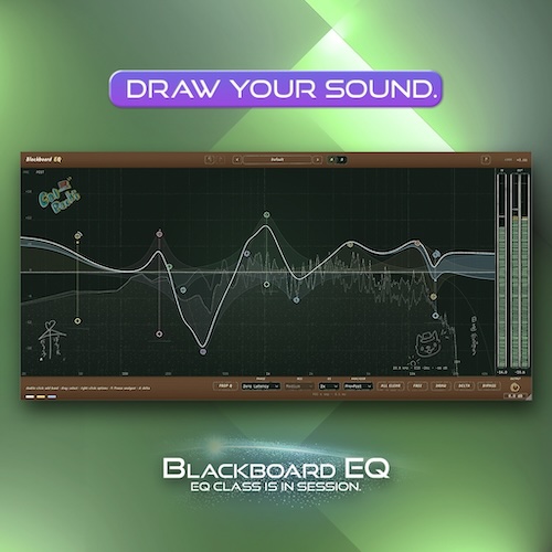 CalPochi「Blackboard EQ」Dynamic EQ・Mid/Side・Saturation・Linear Phaseまで搭載！チョークで黒板に描くような感覚でEQカーブを作れる新感覚イコライザープラグイン｜DTMプラグインセール