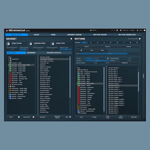 MeldaProduction「MDrummer」欲しいのはドラム音色ではなく、曲を理解してイントロ、グルーヴ、フィルまで演奏してくれるドラマー！リズム生成、演奏コントロール、サンプル解析、ドラムセット自動生成を融合した高機能バーチャルドラマー＆ドラムマシン｜DTMプラグインセール