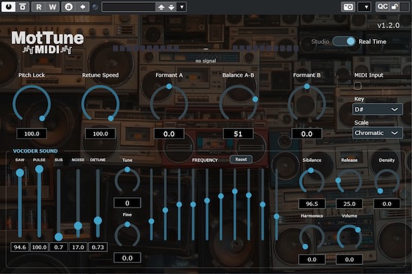 DeeJei.Tokyo「MotTune MIDI」MIDI入力で歌声をリアルタイムにピッチ補正できる無料のボコーダープラグイン｜DTMプラグインセール