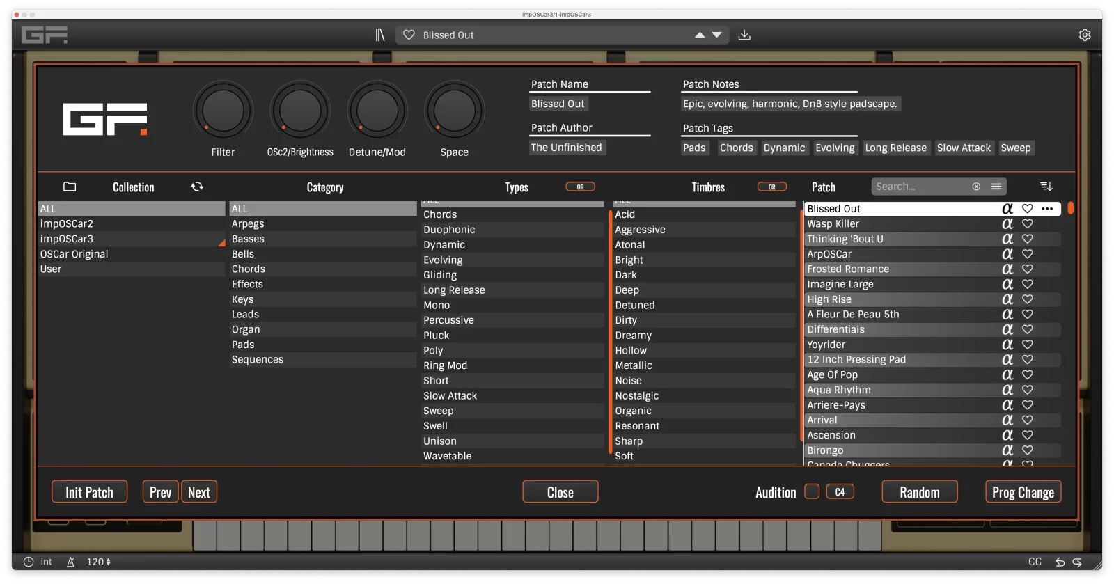 GForce「impOSCar3」OSCar伝統のデジタル×アナログ・ハイブリッド構造はそのままに、256ステップWavetableと1800以上のプリセットで大幅進化したソフトシンセサイザー|DTMプラグインセール