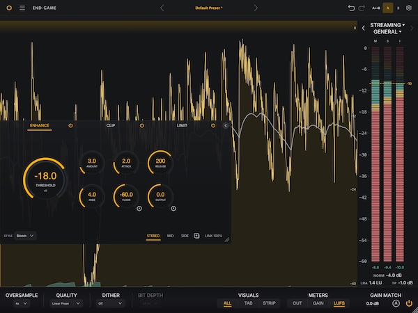 SoundHive「End Game」音圧を1台のリミッターだけで稼ぐのではなく、Enhance→Clip→Limitの3段階に分散してパンチ・低域・空間を守るオールインワン・マスタリングプラグイン|DTMプラグインセール