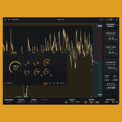 SoundHive「End Game」音圧を1台のリミッターだけで稼ぐのではなく、Enhance→Clip→Limitの3段階に分散してパンチ・低域・空間を守るオールインワン・マスタリングプラグイン｜DTMプラグインセール